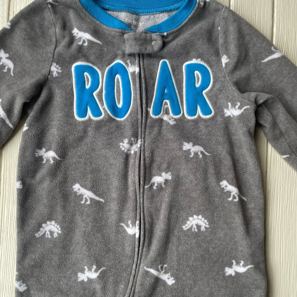 Baby Boys Dino Roar Fleece Footed Pajamas Size 3T - Picture 6 of 8